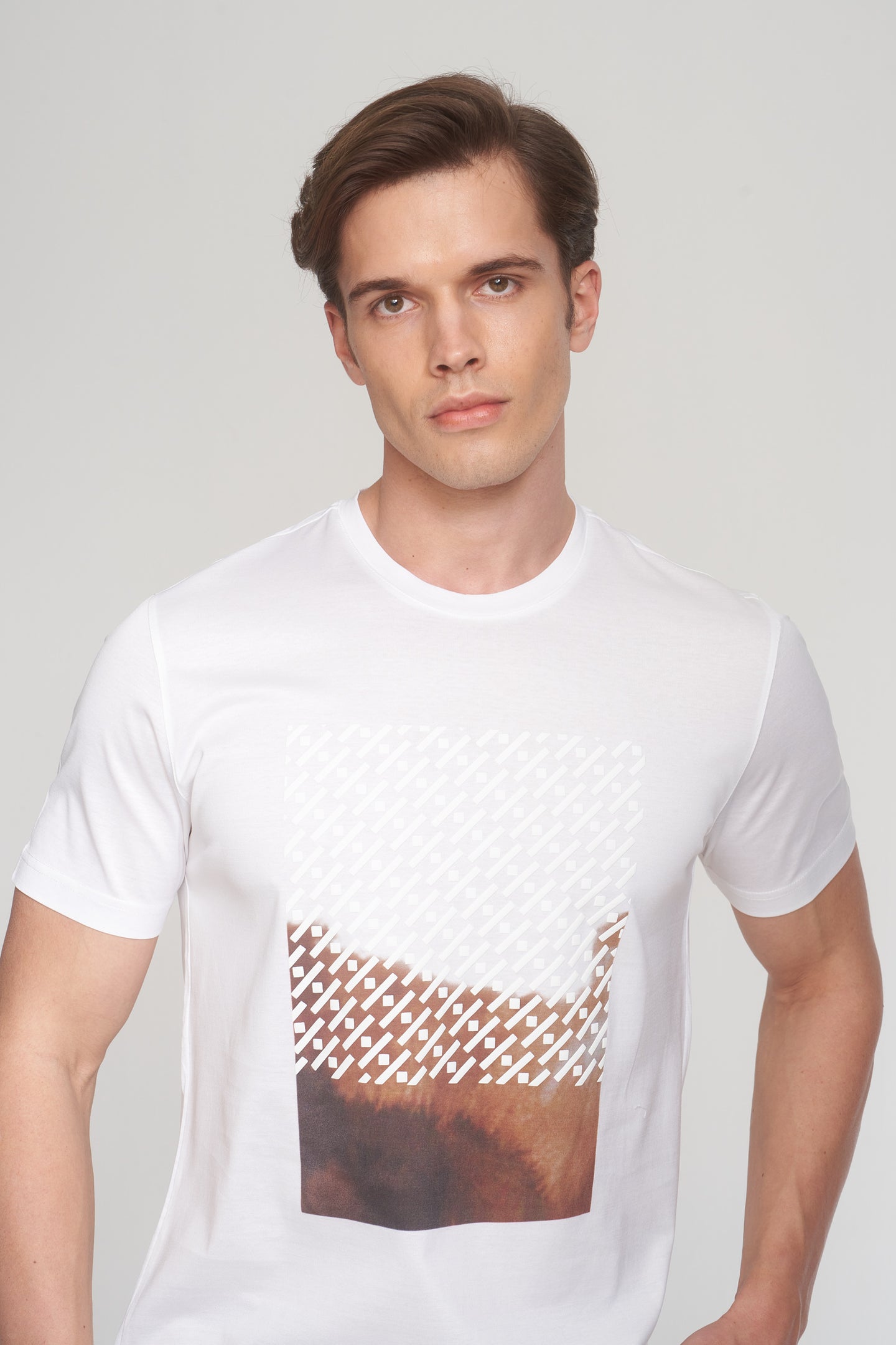 White Mercerized Cotton Graphic T-Shirt